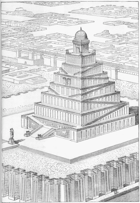 70.—"ZIGGURAT" RESTORED. ACCORDING TO PROBABILITIES. (Perrot and Chipiez.)