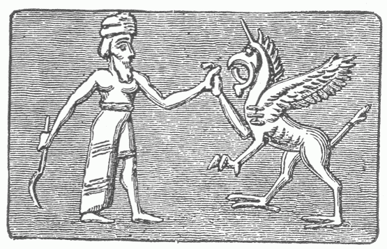 73.—BEL FIGHTS THE DRAGON—TIAMAT (BABYLONIAN CYLINDER).