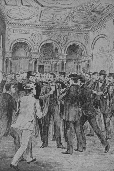 "NOYES WAS SURROUNDED BY AN ANGRY CROWD OF OFFICIALS."—Page 236.