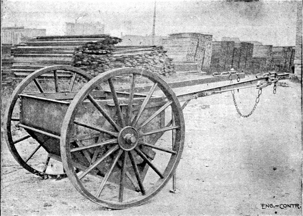 Fig: 113.—Briggs Cart Distributing Concrete for Pavement Foundation.