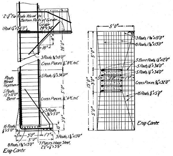 Fig. 236.—Detail of Column and Cantilever Column Footing for Four-Story Garage.