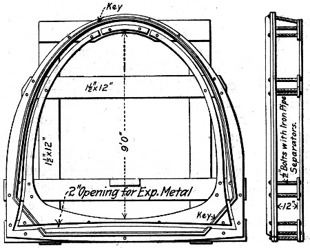 Fig. 255.—Bulkhead Form for Conduits, Philadelphia Filter Plant.