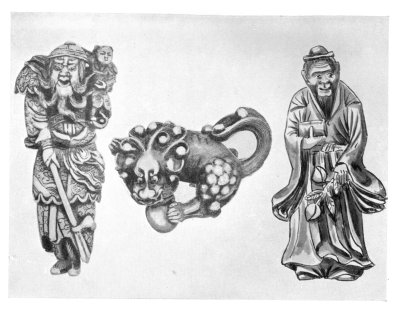 FIG. 62.—THREE FINE OLD IVORIES.