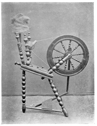 FIG. 72.—OLD SPINNING WHEEL.  (In the collection of Mr. Phillips, of the Manor House, Hitchin.)