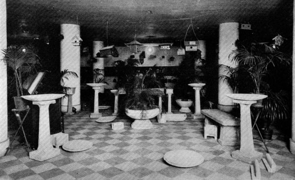 FIG. 62. THE PALM GARDEN EXHIBIT OF BIRD BATHS, ETC., ST. PAUL, MINN.