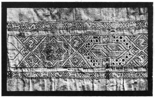 EGYPTIAN EMBROIDERY.  Found in a tomb at Thebes.