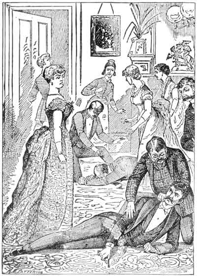 "Edward Percy falls to the floor, the blood gushing from a wound in the breast!"—page 439.