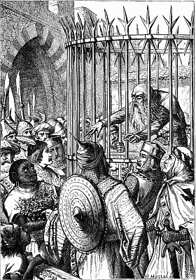 "Ah, Caliph," said Oulagon with bitter scorn, "thou mayst now see thy great fault; for if thou hadst given part of thy treasures, which thou lovest so dearly, thou mightest have held out against me."—p. 251.