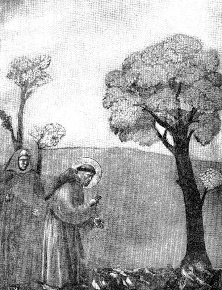 Fig. 38. St. Francis Preaching to the Birds. Giotto. Upper Church, Assisi, Italy