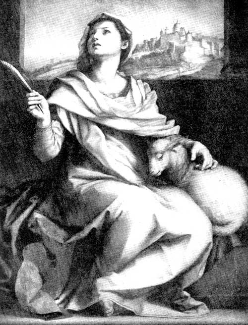 Fig. 43. St. Agnes and Her Lamb. Andrea del Sarto. Pisa Cathedral, Italy