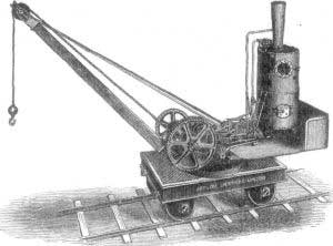 APPLEBY'S STEAM-CRANE, WITH FIXED JIB FOR USE ON TEMPORARY OR PERMANENT TRACK.