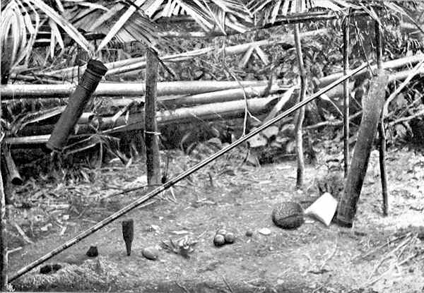 Burial artifacts on the ground