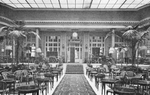 Palm Court in the Waldorf Hotel—A Popular Resort for American Travelers