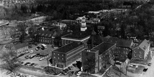 Rear view of the Fairfax County courthouse complex. Photo by the Office of Public Affairs, about 1972.