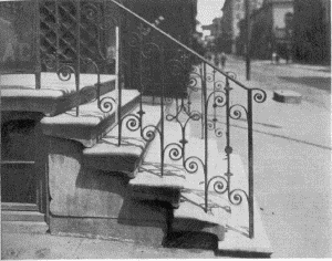 Plate XXXVIII.—Detail of Iron Balustrade, 216 South Ninth Street; Stoop with Wing Flights, 207 La Grange Alley.