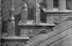 Plate LX.—Detail of Stair Ends, Carpenter House, Third and Spruce Streets; Detail of Stair Ends, Independence Hall (horizontal section).