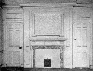 Plate LXIV.—Chimney Piece and Paneled Wall on the Second Floor of an old Spruce Street House; Detail of Mantel, 312 Cypress Street.