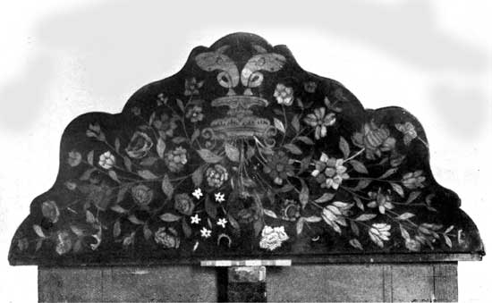 Plate 43.—Top of card table in the Drawing-room, Roehampton House. Dutch, 18th Century.  