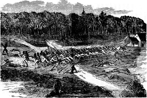 A GALLANT CHARGE.  The 22nd Negro Regiment, Duncan's Brigade, carrying the first line of Confederate works before Petersburg, Va.