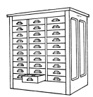 Fig. 40. Sort Cabinet, for storage of extra quantities of type, etc.