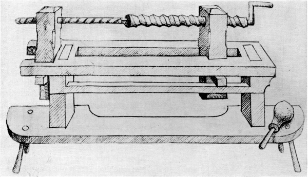 Figure 1.— Earliest representation found of a master-screw type of thread-cutting machine