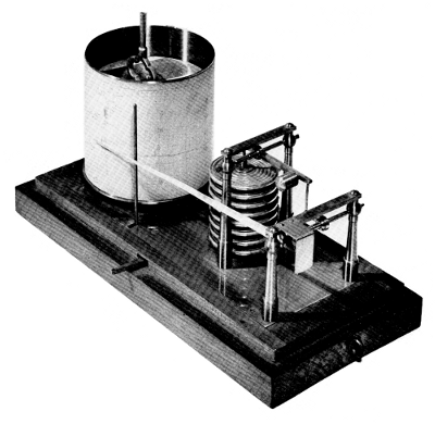 Figure 16.—Richard's registering aneroid barometer, an instrument used at the U.S. Weather Bureau about 1888. The Richard registering thermometer is similar, the aneroid being replaced by an alcohol-filled Bourdon tube. (USNM 252981; Smithsonian photo 46740-C.)