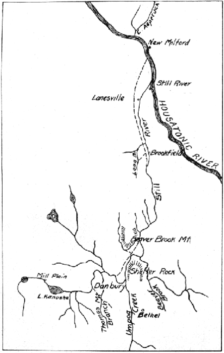 Present drainage of the Danbury region.