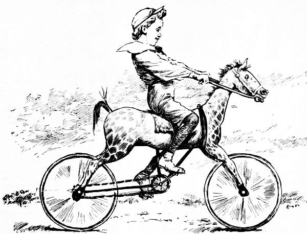 Melville is an ingenious lad. With his old hobby-horse and some parts of an old bicycle he has a steed that comes nearer a real animal than anything yet seen.