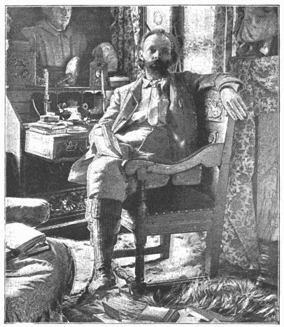 MR. HALL CAINE IN HIS STUDY (From a photograph by A. M. Pettit)