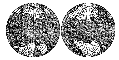 Map showing the present unequal Distribution of Land and Water.