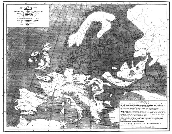 Map showing the extent of surface in Europe.