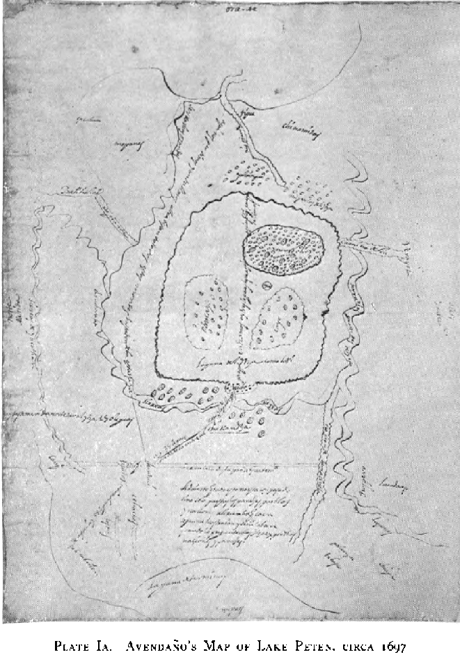 Avendaño's Map of Lake Peten, Circa 1697