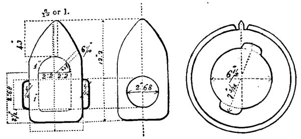 A drawing showing the difference in the shape of the projections