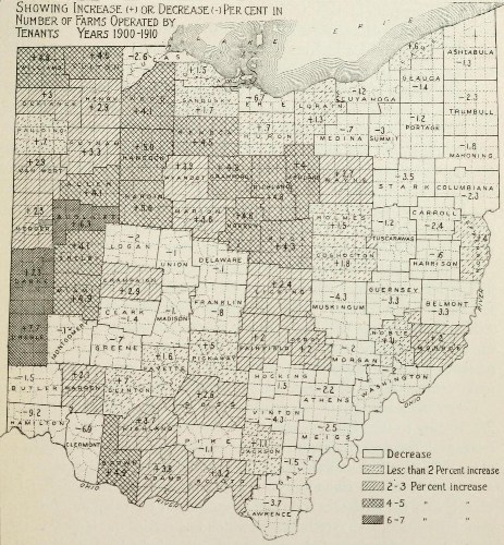 Showing Increase (+) or Decrease (-) Per Cent in Number of Farms Operated by Tenants Years 1900-1910