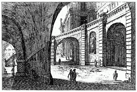 PALAIS DE FONTAINEBLEAU: L'ESCALIER DU FER A CHEVAL (Par Israël Silvestre) (Bibl. de l'Arsenal)