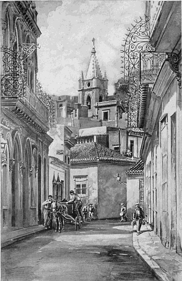 OLD AND NEW IN HAVANA  The architecture of Havana ranges from the sixteenth century to the twentieth, and specimens of all five centuries may in some places be found grouped within a single scene; with electric lights and telephones in buildings which were standing when Francis Drake threatened the city with conquest.