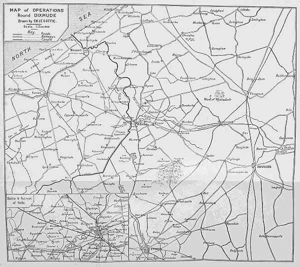 MAP of OPERATIONS Round DIXMUDE Drawn by CH. LE GOFFIC.