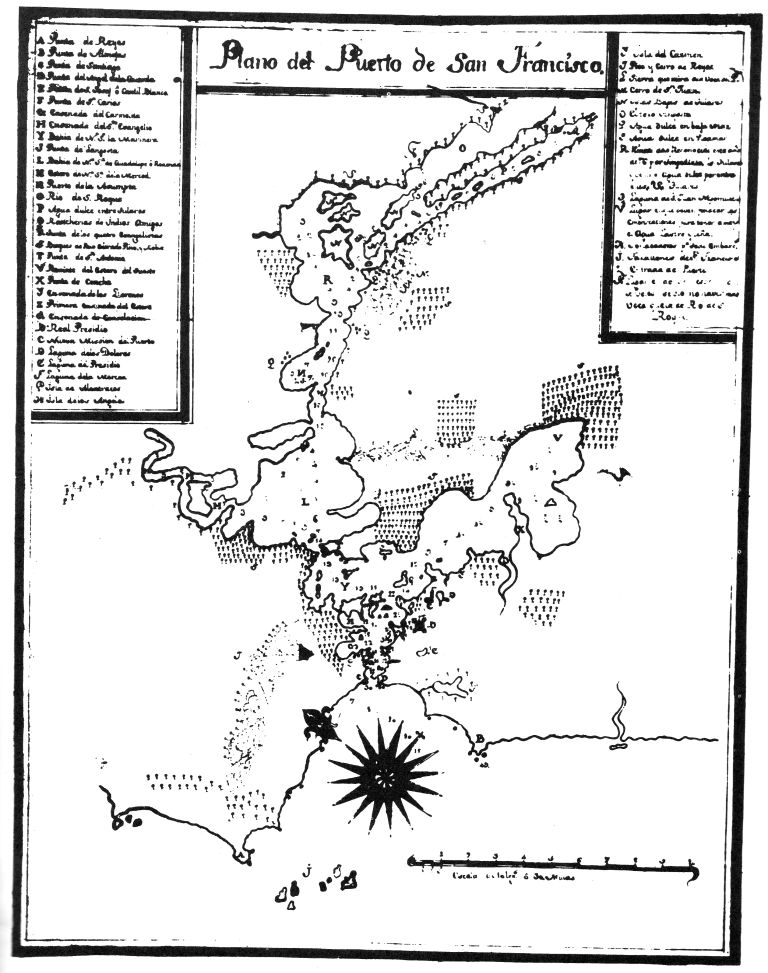 Map of the Port of San Francisco, 1776, by José Cañizares