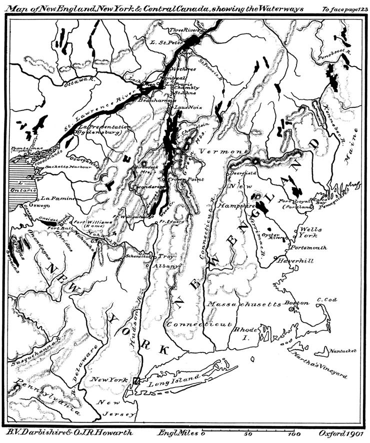 Map of New England and surroundings