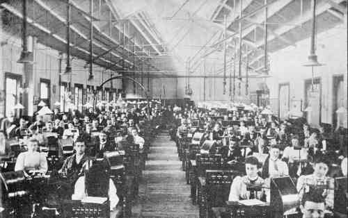 The Telegraph Instrument Room, Bristol Post Office. From a photograph by Mr. Protheroe, Wine Street, Bristol.