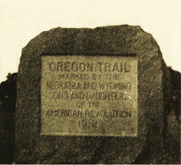 Oregon Trail Monument on Nebraska-Wyoming State Line  Erected by the Sons and Daughters of the American Revolution of Nebraska and Wyoming. Dedicated April 4, 1913. Cost $200