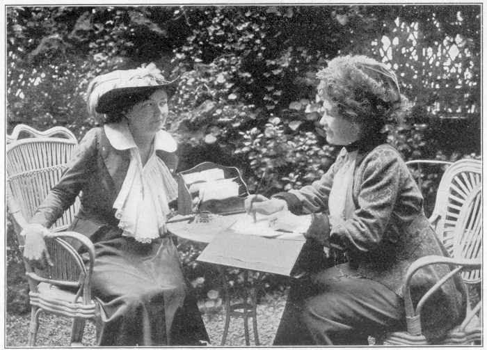 MRS. PANKHURST AND CHRISTABEL IN THE GARDEN OF CHRISTABEL'S HOME IN PARIS