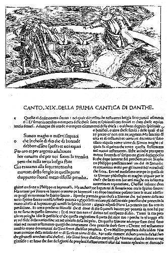 Page from "Dante's Inferno" Printed by Nicolo Lorenzo near the Close of the Fifteenth Century—The Volume is Illustrated with Engravings on Copper by Baldini and Botticelli