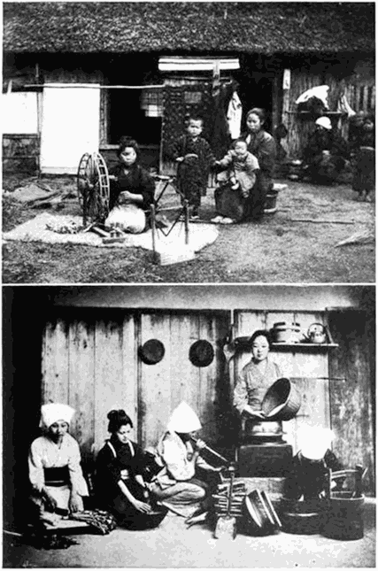 SPINNING COTTON THREAD FOR WEAVING AT WORK IN A KITCHEN