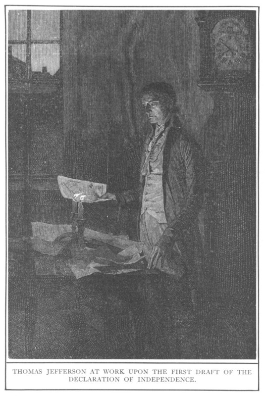 THOMAS JEFFERSON AT WORK UPON THE FIRST DRAFT OF THE DECLARATION OF INDEPENDENCE.