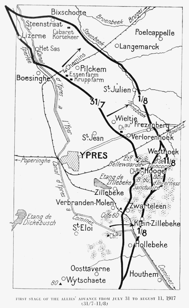 FIRST STAGE OF THE ALLIES' ADVANCE FROM JULY 31 TO AUGUST 11, 1917 (31/7—11/8)