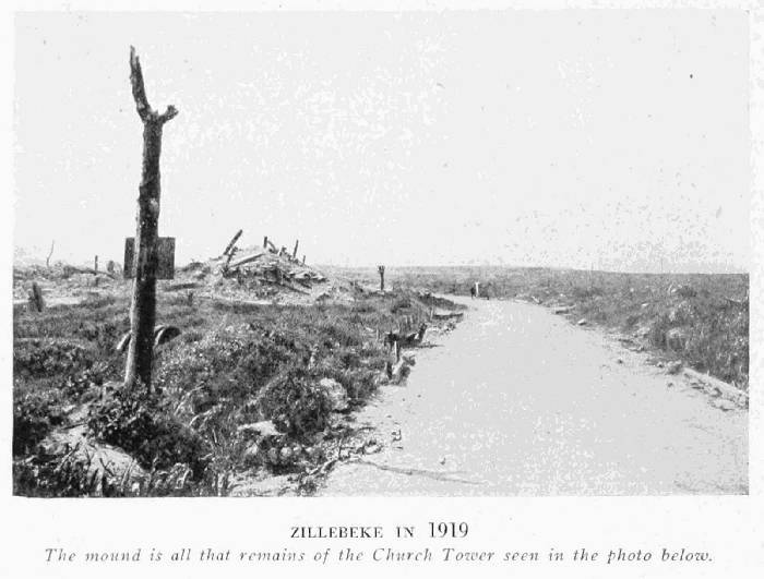 ZILLEBEKE IN 1919 The mound is all that remains of the Church Tower seen in the photo below