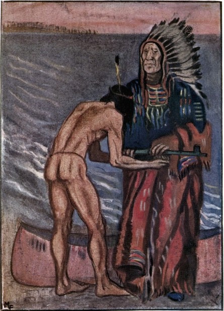 THEN THE OLD MAN GAVE THE BOY A LARGE PIPE AND SOME TOBACCO