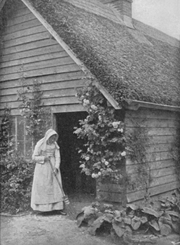 Shed-roof, thatched with Hoop-chip.