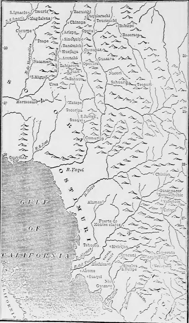 Sinaloa and Sonora in the Seventeenth Century (From Bancroft, North Mexican States and Texas, 1208).